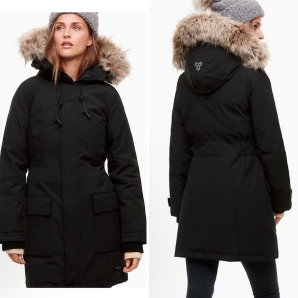 TNA Black Ski & Snow Jacket with Fur Hood